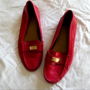 Coach red loafers